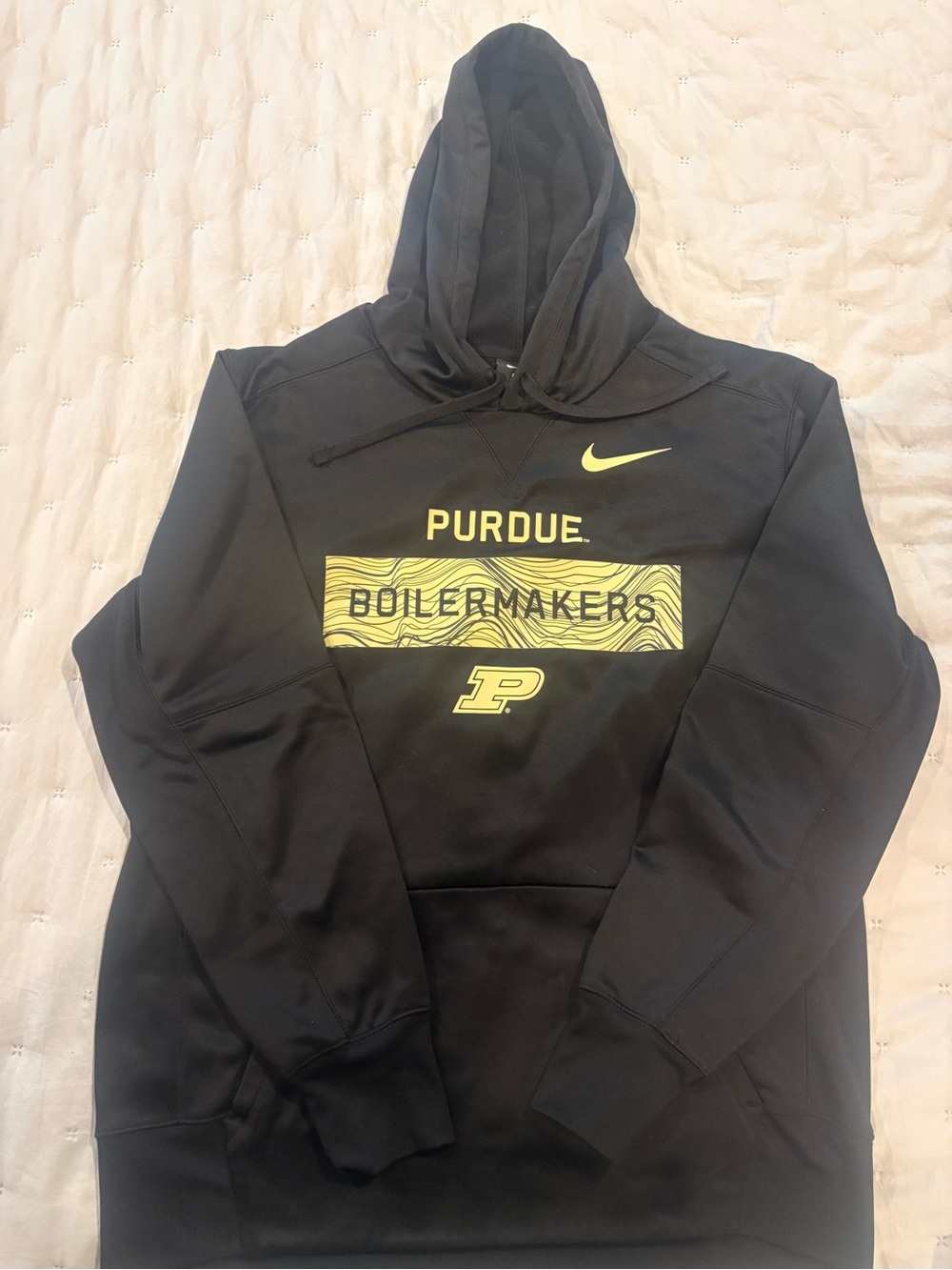 Nike Purdue Black Pullover Hoodie with Small Gold Swoosh